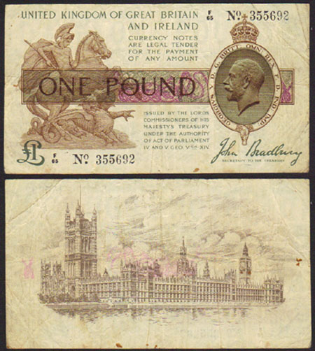 1917 Great Britain 1 Pound (gFine) L000303